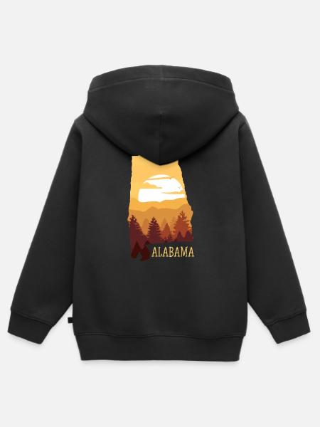 Alabama - Kids Premium Organic Zip-up Hoodie - black