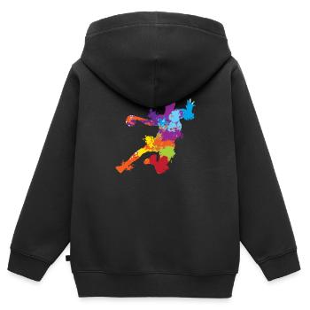 Splash Art Basketball - Sweat Premium à capuche zippé enfant bio - noir - Dos - AI Model Kid Male (0cm)