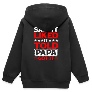Saw It Liked It Told Papa Got It 12 - Kinder Premium Organic Zip Hoodie - Schwarz - Hinten - AI Model Kid Male (0cm)