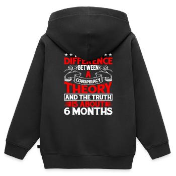 The Only Difference Between A Conspiracy 9 - Kinder Premium Organic Zip Hoodie - Schwarz - Hinten - AI Model Kid Male (0cm)