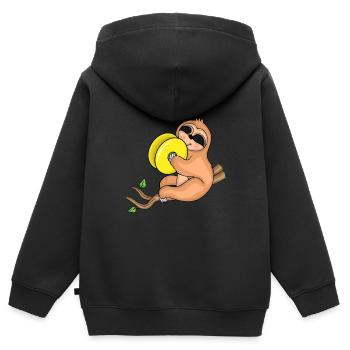 Faultier Musik Becken Instrument Orchester Kinder - Kinder Premium Organic Zip Hoodie - Schwarz - Hinten - AI Model Kid Male (0cm)