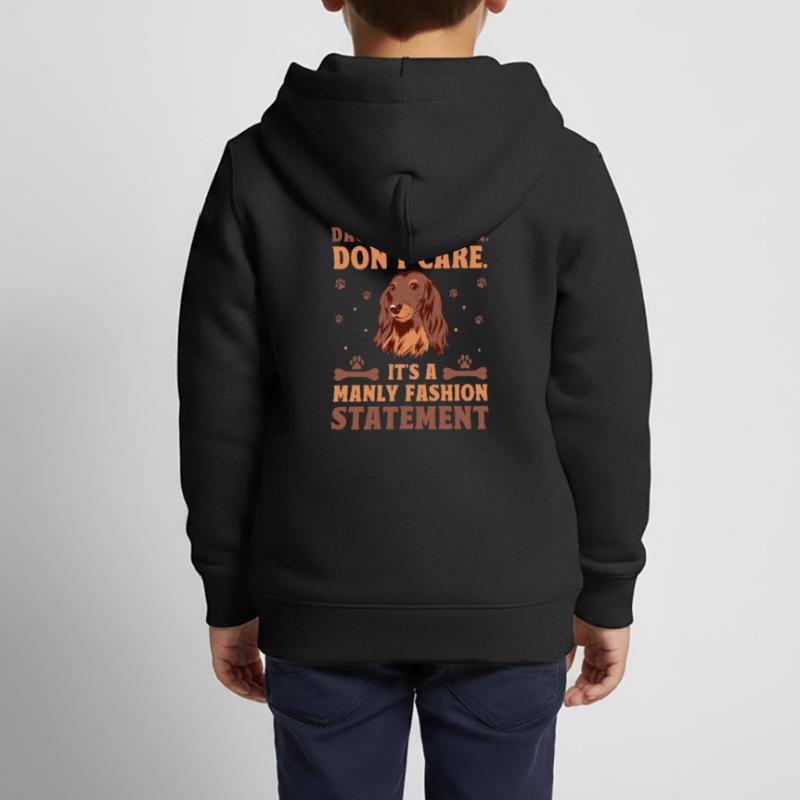 Les cheveux de teckel ne s’en soucient pas, c’est une déclaration de mode Sweat Premium à capuche zippé enfant bio