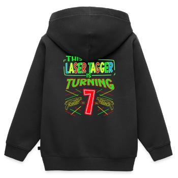 This Laser Tagger Is Turning 7 Years Old Laser Tag - Kinder Premium Organic Zip Hoodie - Schwarz - Hinten - AI Model Kid Male (0cm)