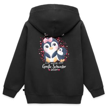 Ich Werde Eine Große Schwester 2024 - Kinder Premium Organic Zip Hoodie - Schwarz - Hinten - AI Model Kid Male (0cm)