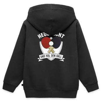 Heul nicht und hol den Ball - Kinder Premium Organic Zip Hoodie - Schwarz - Hinten - AI Model Kid Male (0cm)