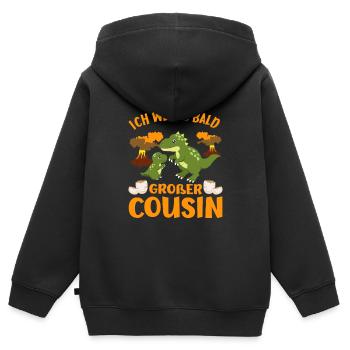 Ich Werde Großer Cousin Dinos bald Cousin - Kinder Premium Organic Zip Hoodie - Schwarz - Hinten - AI Model Kid Male (0cm)