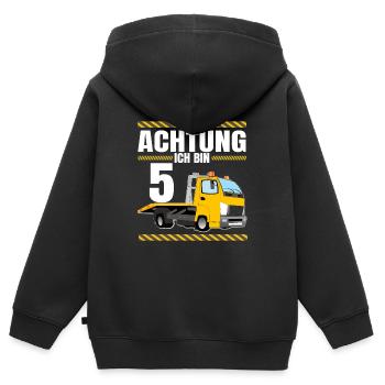 Achtung Ich Bin 5 Jahre Geburtstag Abschleppwagen - Kinder Premium Organic Zip Hoodie - Schwarz - Hinten - AI Model Kid Male (0cm)