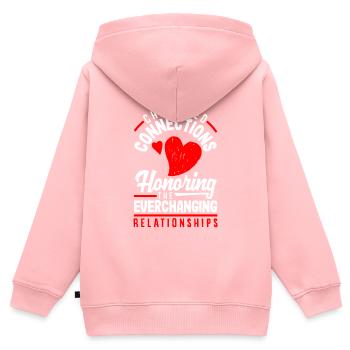 Honorer les relations en constante évolution - Sweat Premium à capuche zippé enfant bio - rose - Dos - AI Model Kid Female (0cm)