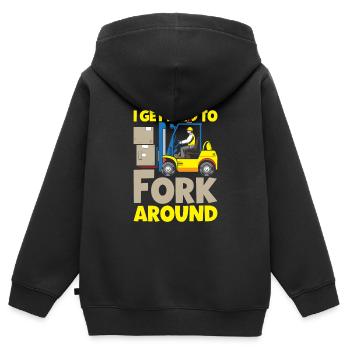 Gabelstaplerfahrer Lager Gabelstapler - Kinder Premium Organic Zip Hoodie - Schwarz - Hinten - AI Model Kid Male (0cm)