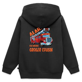 Ich Werde Großer Cousin Feuerwehr bald Cousin - Kinder Premium Organic Zip Hoodie - Schwarz - Hinten - AI Model Kid Male (0cm)