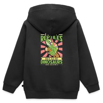 Chameleon Reptile Propriétaire Lizard Reptile Pet - Sweat Premium à capuche zippé enfant bio - noir - Dos - AI Model Kid Male (0cm)