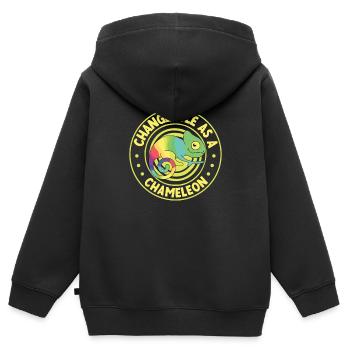 Chameleon Reptile Propriétaire Lizard Reptile Pet - Sweat Premium à capuche zippé enfant bio - noir - Dos - AI Model Kid Male (0cm)