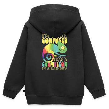 Chameleon Reptile Propriétaire Lizard Reptile Pet - Sweat Premium à capuche zippé enfant bio - noir - Dos - AI Model Kid Male (0cm)