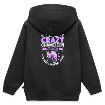 Chameleon Reptile Propriétaire Lizard Reptile Pet - Sweat Premium à capuche zippé enfant bio - noir - Dos - AI Model Kid Male (0cm)