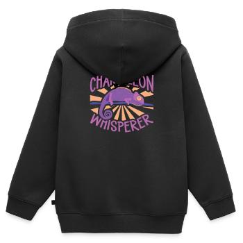 Chameleon Reptile Propriétaire Lizard Reptile Pet - Sweat Premium à capuche zippé enfant bio - noir - Dos - AI Model Kid Male (0cm)
