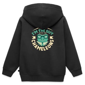 Chameleon Reptile Propriétaire Lizard Reptile Pet - Sweat Premium à capuche zippé enfant bio - noir - Dos - AI Model Kid Male (0cm)