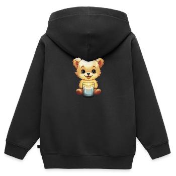 Niedlicher Hund mit einer Kerze - Kinder Premium Organic Zip Hoodie - Schwarz - Hinten - AI Model Kid Male (0cm)