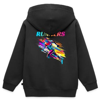 Dynamische Läufer Lauf Wettkampf - Kinder Premium Organic Zip Hoodie - Schwarz - Hinten - AI Model Kid Male (0cm)