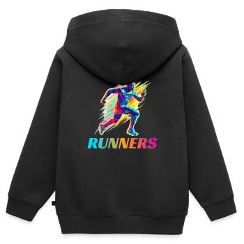 Dynamische Läufer Lauf Wettkampf - Kinder Premium Organic Zip Hoodie - Schwarz - Hinten - AI Model Kid Male (0cm)
