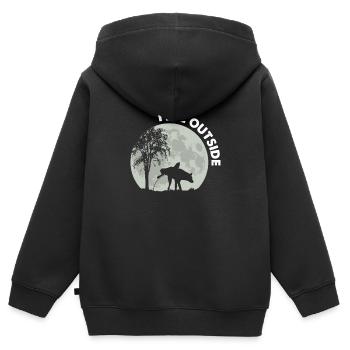 Je fais dehors chien - Sweat Premium à capuche zippé enfant bio - noir - Dos - AI Model Kid Male (0cm)
