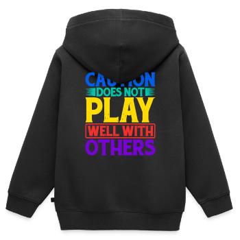 Caution Does Not Play Well With Others 62 - Kinder Premium Organic Zip Hoodie - Schwarz - Hinten - AI Model Kid Male (0cm)