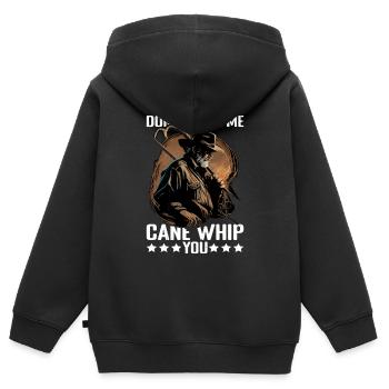 Ne me fais pas te fouetter 9 - Sweat Premium à capuche zippé enfant bio - noir - Dos - AI Model Kid Male (0cm)
