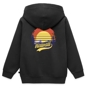 Hawaï - Sweat Premium à capuche zippé enfant bio - noir - Dos - AI Model Kid Male (0cm)