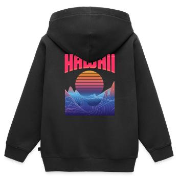 Hawaï - Sweat Premium à capuche zippé enfant bio - noir - Dos - AI Model Kid Male (0cm)