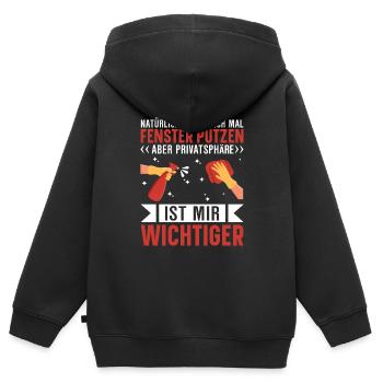 Fenster putzen Haushalt Ironie - Kinder Premium Organic Zip Hoodie - Schwarz - Hinten - AI Model Kid Male (0cm)