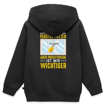 Fenster putzen Privatsphäre Haushalt - Kinder Premium Organic Zip Hoodie - Schwarz - Hinten - AI Model Kid Male (0cm)