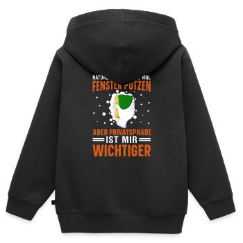 Ich müsste Fenster putzen... - Kinder Premium Organic Zip Hoodie - Schwarz - Hinten - AI Model Kid Male (0cm)