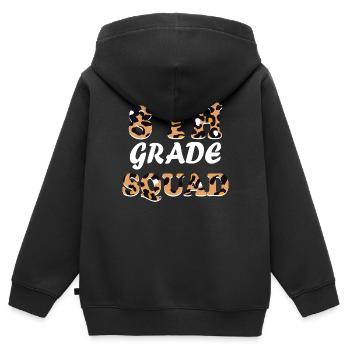 Cadeaux d’enseignant Leopard 8th Grade - Sweat Premium à capuche zippé enfant bio - noir - Dos - AI Model Kid Male (0cm)