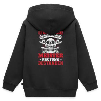 Lizenz Prüfung Meister Geschenkidee - Kinder Premium Organic Zip Hoodie - Schwarz - Hinten - AI Model Kid Male (0cm)
