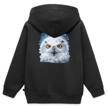 Eulen Kauz Owl Uhu Nachteule Eule - Kinder Premium Organic Zip Hoodie - Schwarz - Hinten - AI Model Kid Male (0cm)