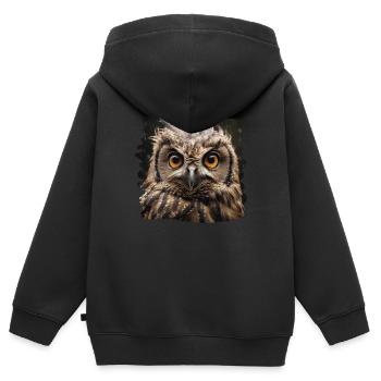 Eulen Kauz Owl Uhu Nachteule Eule - Kinder Premium Organic Zip Hoodie - Schwarz - Hinten - AI Model Kid Male (0cm)