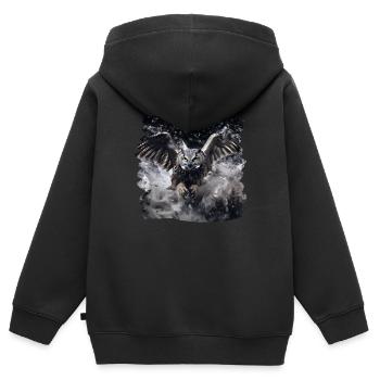 Eulen Kauz Owl Uhu Nachteule Eule - Kinder Premium Organic Zip Hoodie - Schwarz - Hinten - AI Model Kid Male (0cm)