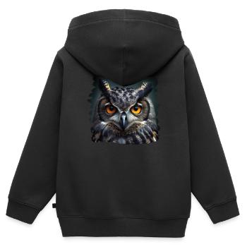 Eulen Kauz Owl Uhu Nachteule Eule - Kinder Premium Organic Zip Hoodie - Schwarz - Hinten - AI Model Kid Male (0cm)