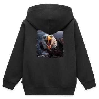 Aulne pygargue à tête blanche oiseau aigle pierre - Sweat Premium à capuche zippé enfant bio - noir - Dos - AI Model Kid Male (0cm)