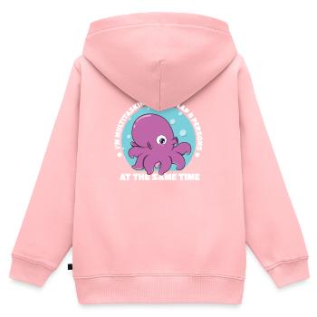 Krake - Kinder Premium Organic Zip Hoodie - Rosa - Hinten - AI Model Kid Female (0cm)