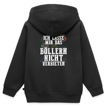 Ich lasse mir das Böllern nicht verbieten - Kinder Premium Organic Zip Hoodie - Schwarz - Hinten - AI Model Kid Male (0cm)