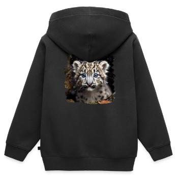 Snow Leopard Snow Leopard - Kids Premium Organic Zip-up Hoodie - black - Back - AI Model Kid Male (0cm)