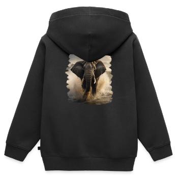 Elefanten realistic Elefant - Kinder Premium Organic Zip Hoodie - Schwarz - Hinten - AI Model Kid Male (0cm)