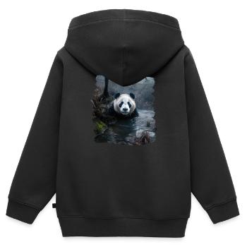 Pandas realistic Panda Großer Panda - Kinder Premium Organic Zip Hoodie - Schwarz - Hinten - AI Model Kid Male (0cm)