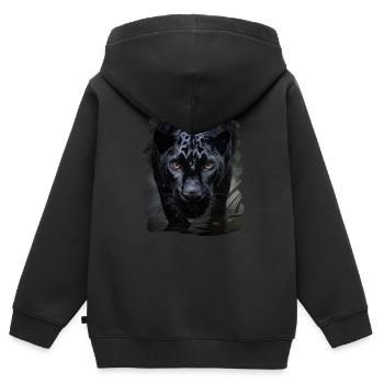 schwarzer Panther realistic Panther - Kinder Premium Organic Zip Hoodie - Schwarz - Hinten - AI Model Kid Male (0cm)