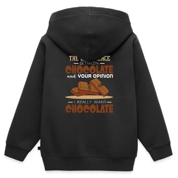 Der Unterschied Zwischen Schokolade und Ihr Meinun - Kinder Premium Organic Zip Hoodie - Schwarz - Hinten - AI Model Kid Male (0cm)