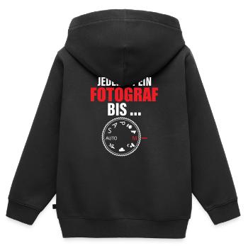 Fotograf Foto Kamera - Kinder Premium Organic Zip Hoodie - Schwarz - Hinten - AI Model Kid Male (0cm)