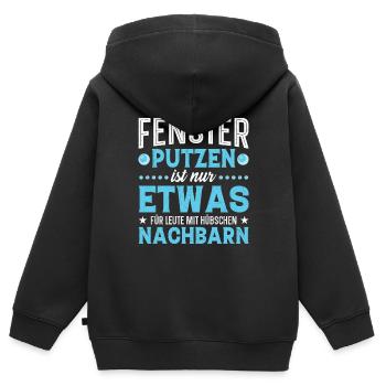 Fenster putzen Nachbarn - Kinder Premium Organic Zip Hoodie - Schwarz - Hinten - AI Model Kid Male (0cm)