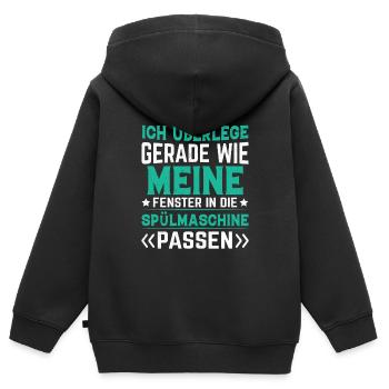 Spülmaschine Fenster putzen lustig - Kinder Premium Organic Zip Hoodie - Schwarz - Hinten - AI Model Kid Male (0cm)
