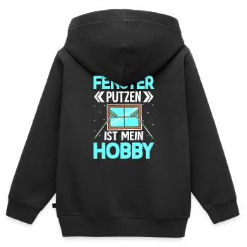 Fenster putzen ist mein Hobby - Kinder Premium Organic Zip Hoodie - Schwarz - Hinten - AI Model Kid Male (0cm)