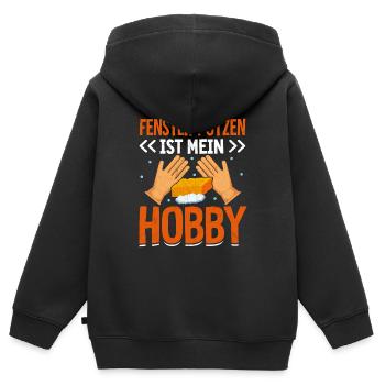 Fenster putzen ist mein Hobby - Kinder Premium Organic Zip Hoodie - Schwarz - Hinten - AI Model Kid Male (0cm)